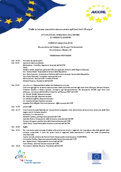 L’indimenticabile dimenticato: l’AICCRE celebra Umberto Serafini