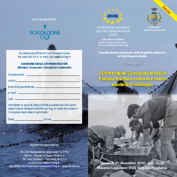 CONVEGNO “I DIRITTI DELLE COMUNITA’ LOCALI IN EUROPA FRA BENI COMUNI E NUOVI MODELLI DI SVILUPPO”