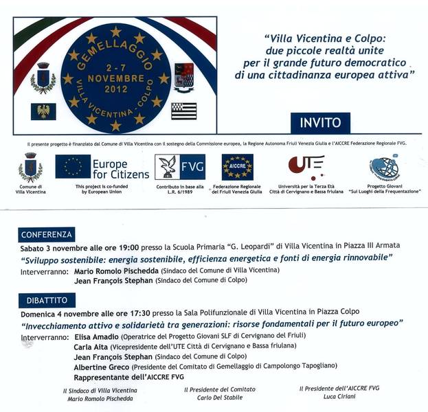 VILLA VICENTINA E COLPO: DUE REALTA’ UNITE PER IL GRANDE FUTURO DEMOCRATICO DI UNA CITTADINANZA EUROPEA ATTIVA