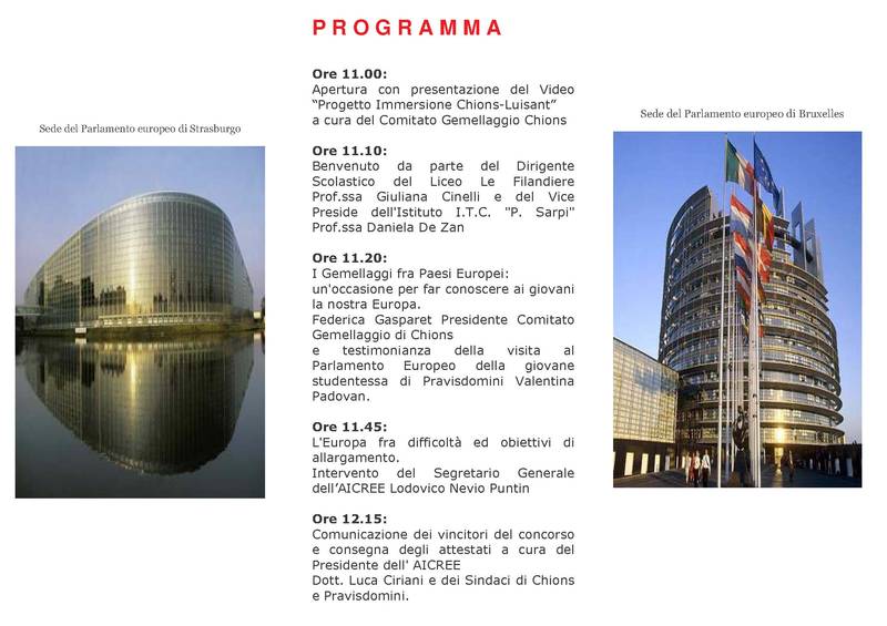 CERIMONIA DI PREMIAZIONE DEL CONCORSO “RACCONTA LA TUA EUROPA”