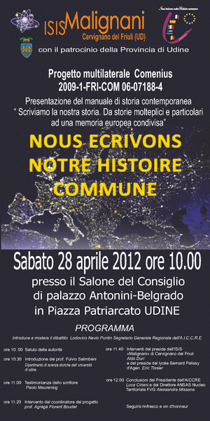 PRESENTAZIONE DEL MANUALE DI STORIA CONTEMPORANEA “SCRIVIAMO LA NOSTRA STORIA. DA STORIE MOLTEPLICI E PARTICOLARI AD UNA MEMORIA EUROPEA CONDIVISA”